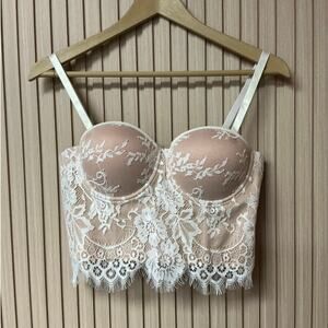 Micas Hook & Eye Lace Bustier Cami Top White Size M